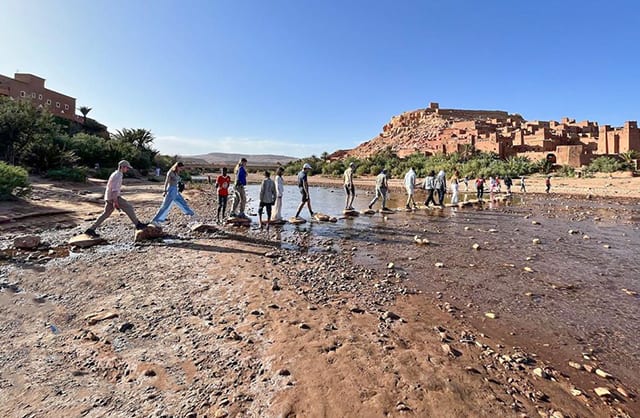 Students making their way to the Ksar of Ait Ben Haddou