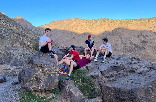Students relaxing in the High Atlas Mountains