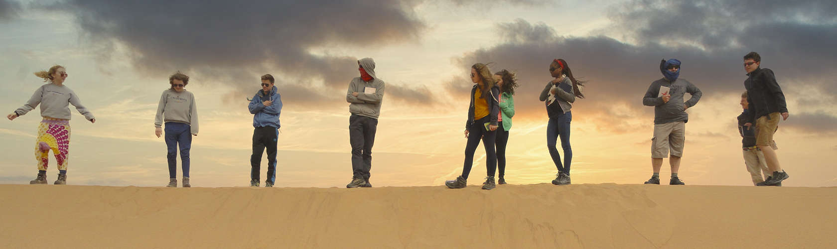 Students on dunes near Zagora